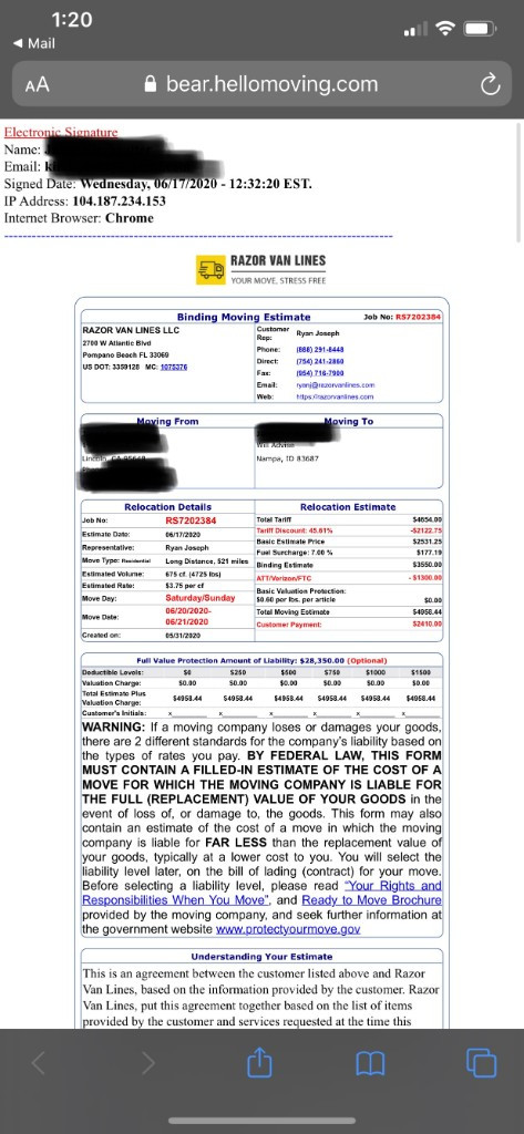 Photo by Darlene Kirchgatter of Razor Van Lines - Large