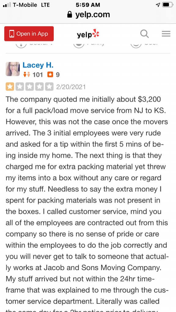 Second photo by Eileena York of Jacob and Sons Moving and Storage - Large