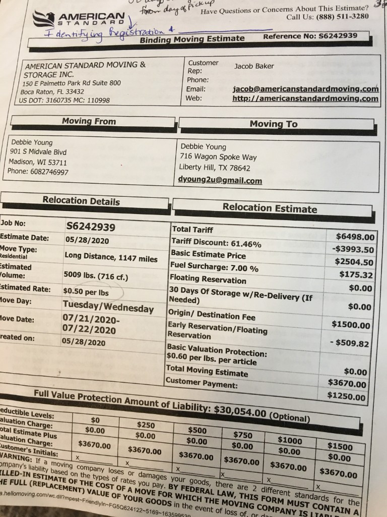 Second photo by Debbie Young of American Standard Moving & Storage - Large