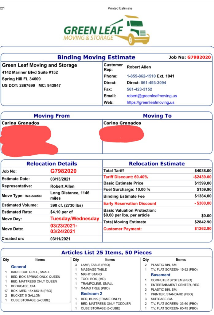 Photo by Carina L Granados of Green Leaf Moving and Storage LLC - Large