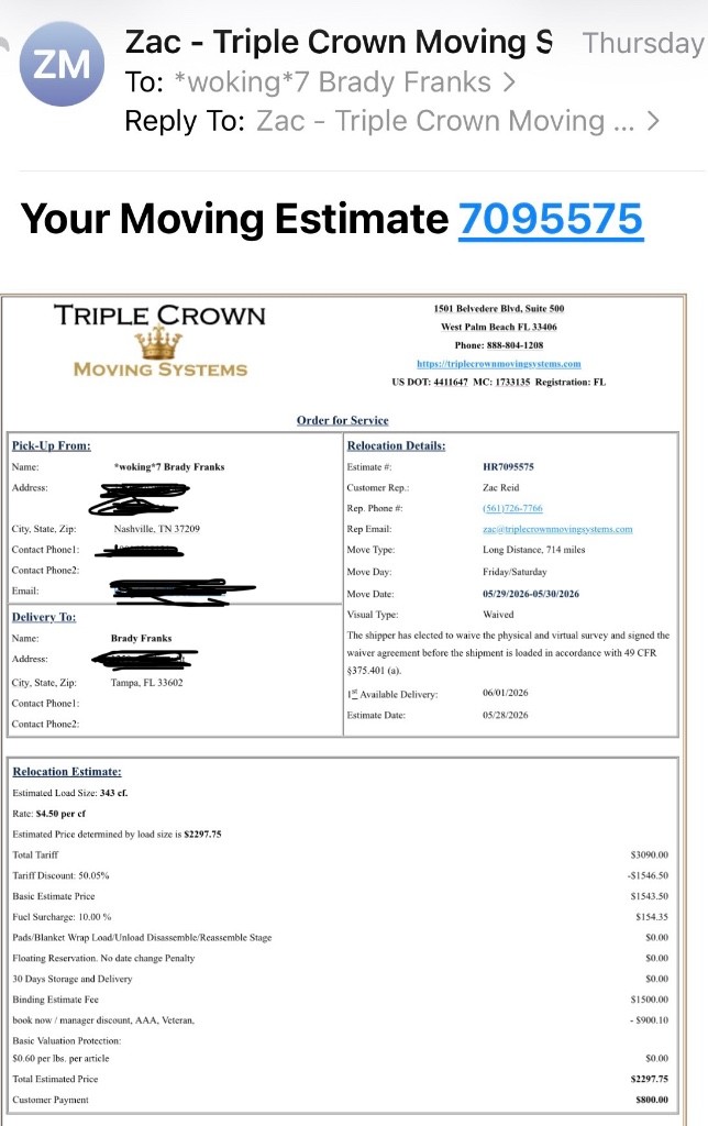 Second photo by Brady Franks of Triple Crown Moving Systems, LLC - Large
