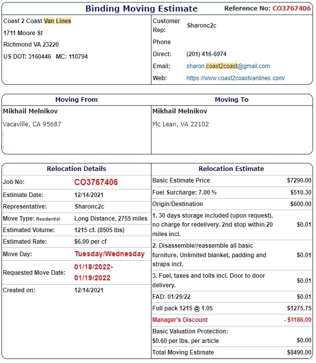 Photo by Mikhail Melnikov of Coast 2 Coast Van Lines - Large