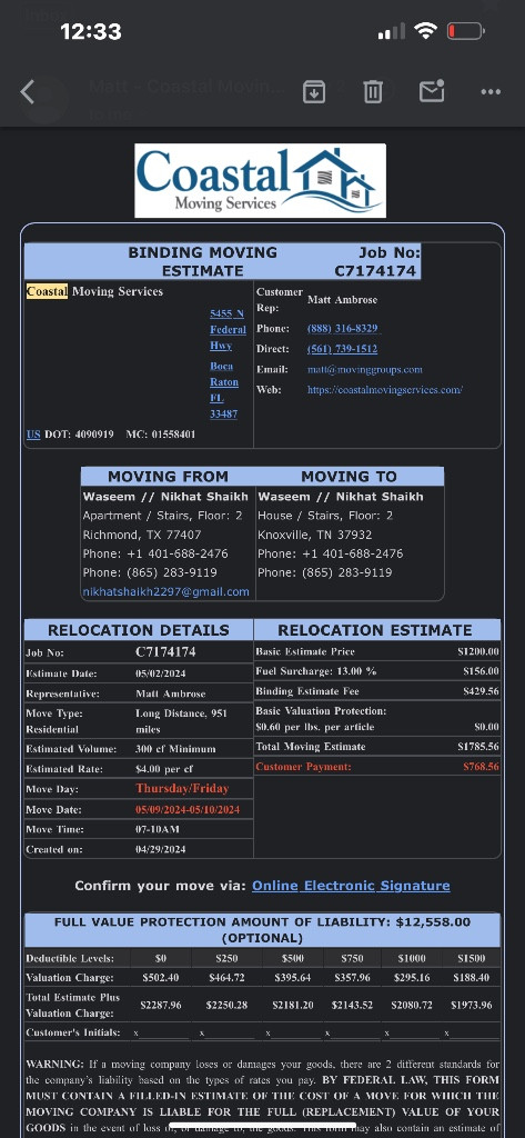 Photo by Nikhat Shaikh of Coastal Transport Moving and Storage  - Large