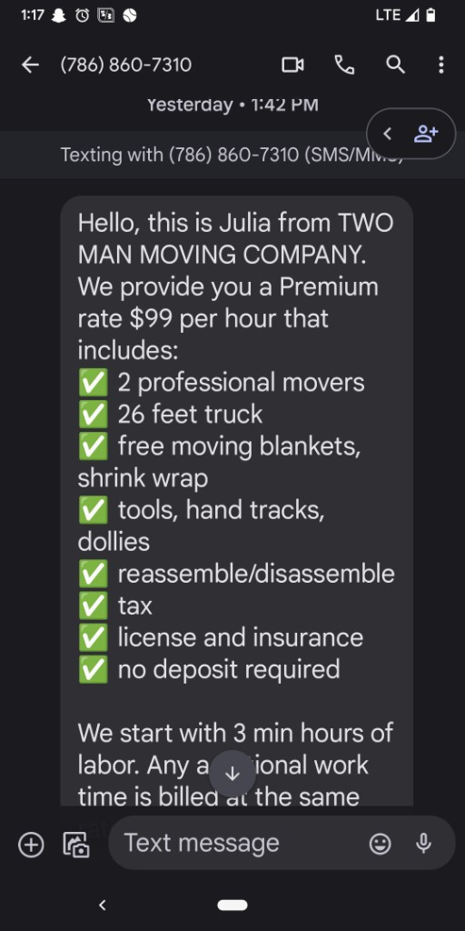 Second photo by Jenni Wells of Two Man Moving LLC - Large