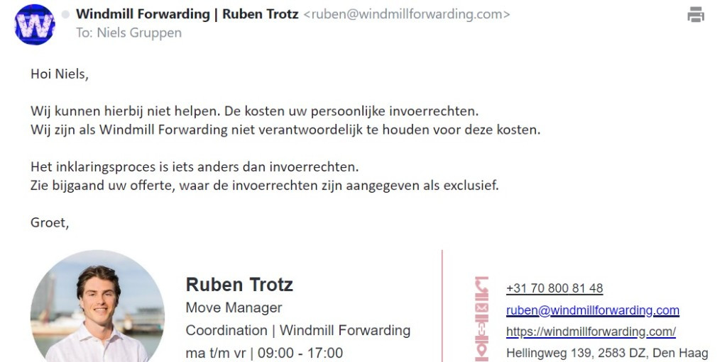 Photo by Niels Gruppen of Windmill Forwarding - Large