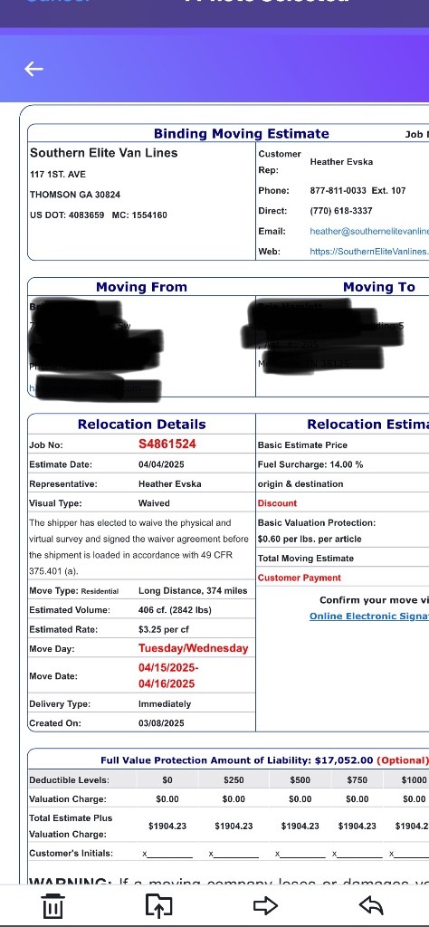 Second photo by Bria Hamlett of Southern Elite Van Lines - Large