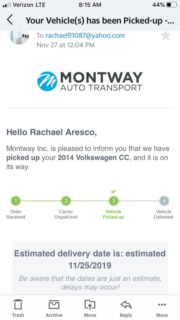 Second photo by Rachael Aresco of Montway Auto Transport - Large