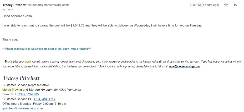 Photo by John Malenda of Morse Moving and Storage - Large