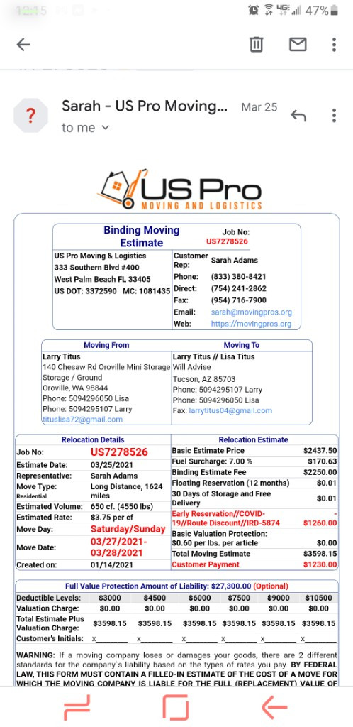 Photo by Lisa J Titus of US Pro Moving and Logistics LLC - Large