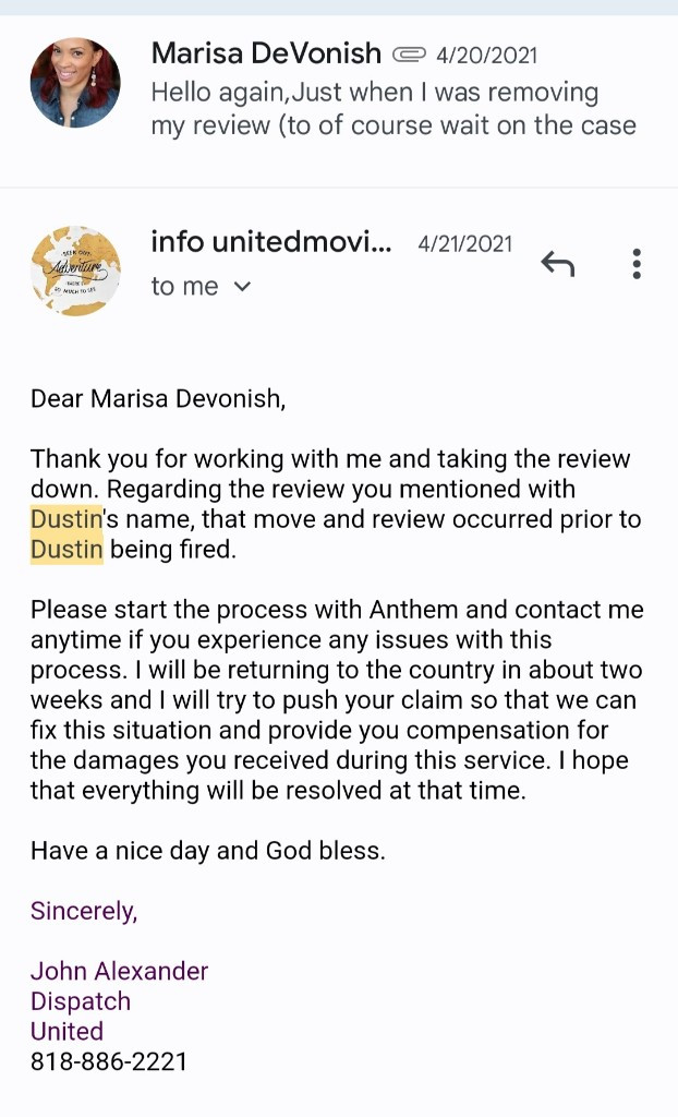 Second photo by Marisa Devonish of United Transportation Moving & Storage - Large