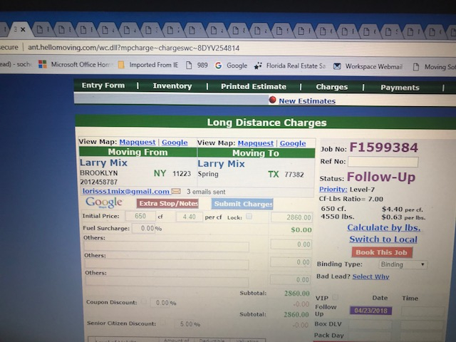 Photo by Larry Mix of Moving Relocation Systems - Large