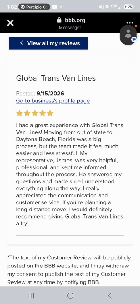 Second photo by Saida Yancey of Global Trans Van Lines - Large
