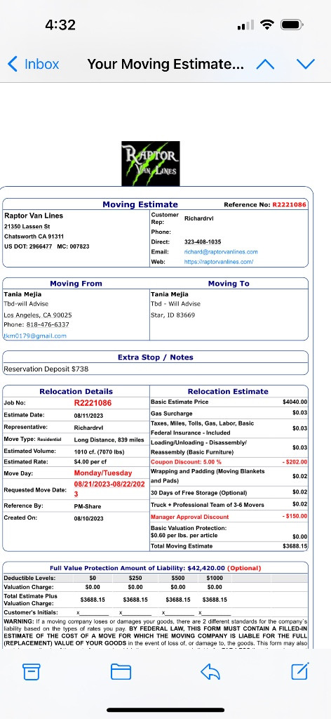 Photo by Tania Mejia of Raptor Van Lines - Large