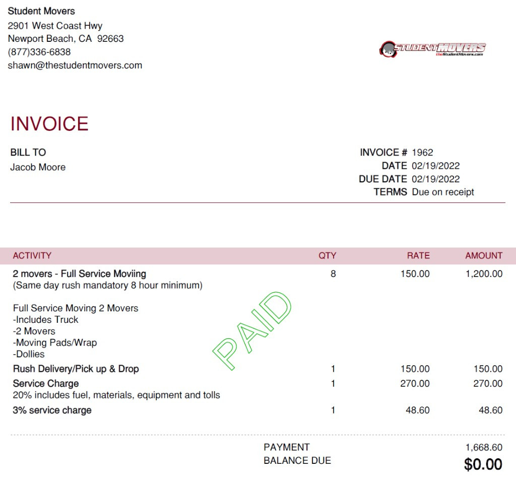 Photo by Jacob Moore of The Student Movers - Large