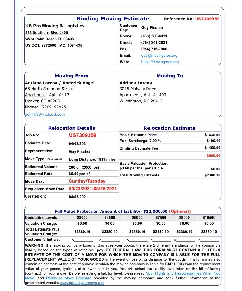 Photo by Adriana Vogel of US Pro Moving and Logistics LLC - Large