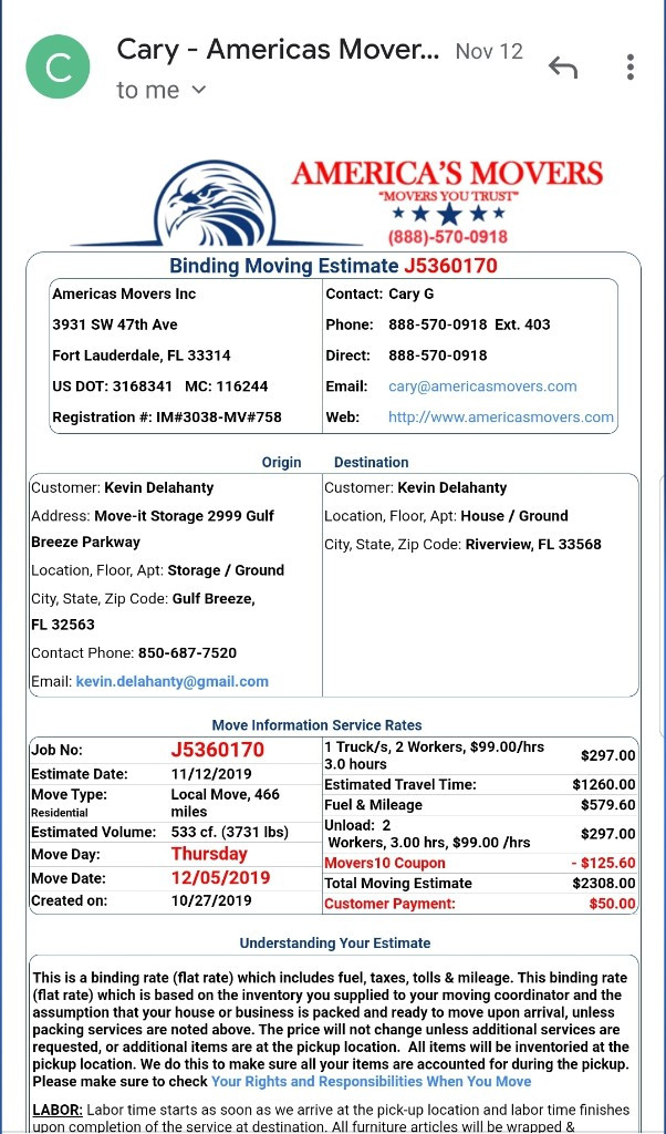 Second photo by Jennifer Nieves of Americas Movers Inc. - Large