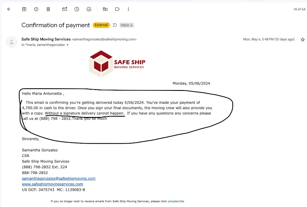 Second photo by Maria Dee of Safe Ship Moving Services - Large