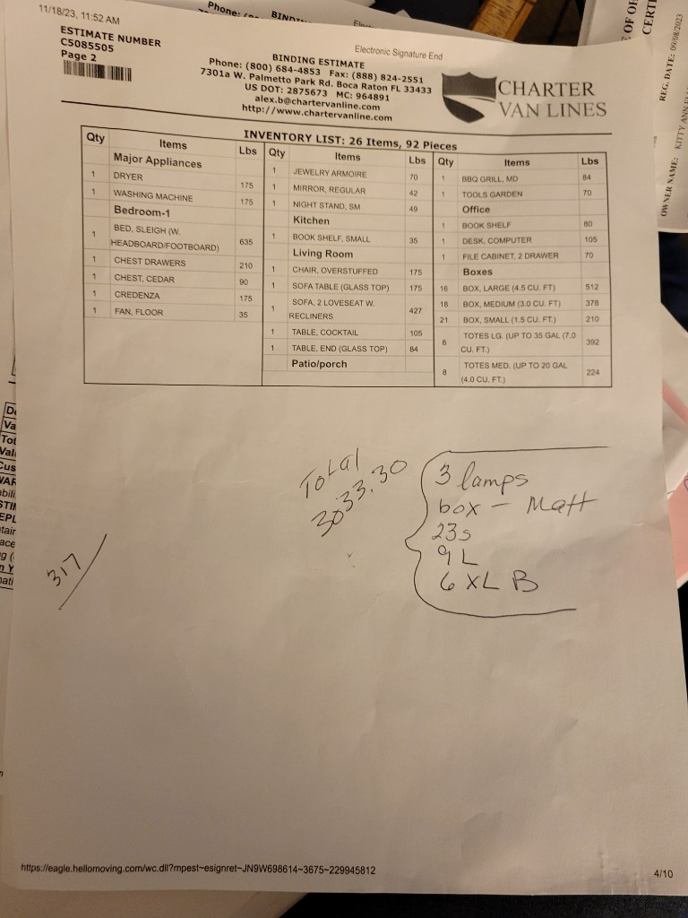 Second photo by Kitty Ann Ellis of Charter Van Lines Inc. - Large