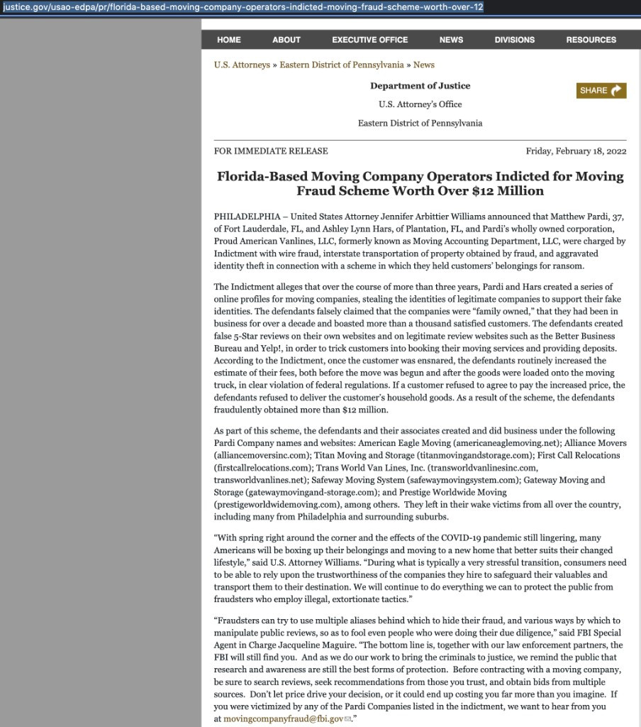 Photo by Derik Smith of Proud American Vanlines - Large