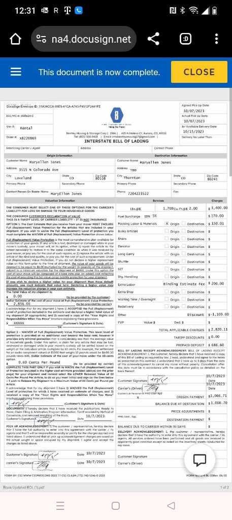 Photo by Maryellen Jones of Bentley Moving and Storage Corp - Large