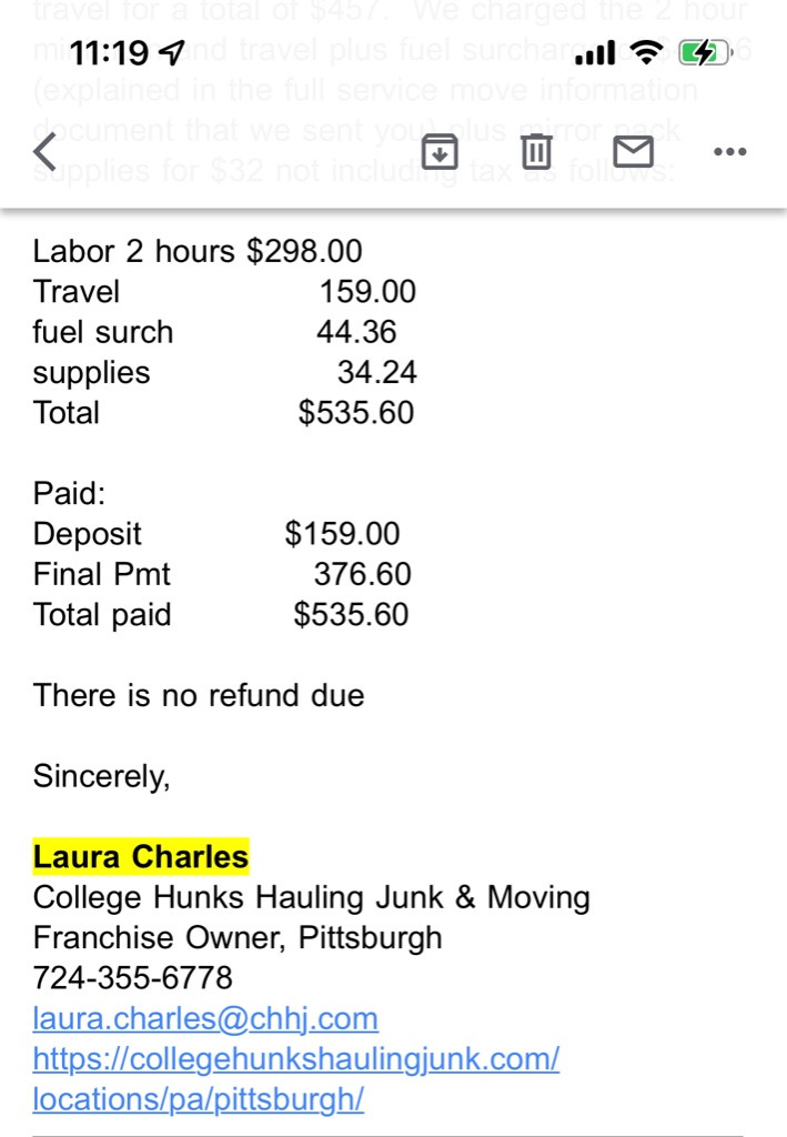 Second photo by Kelly E Croley of College Hunks Hauling Junk & Moving - Large