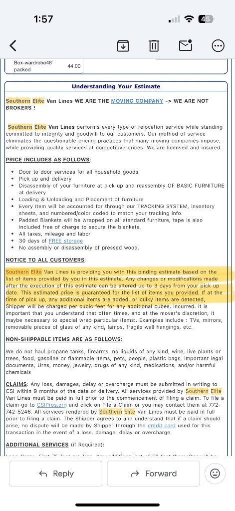 Photo by Nancy Reading of Southern Elite Van Lines - Large