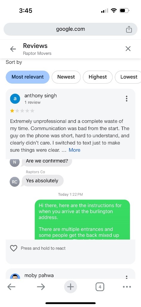 Second photo by Ton Si of Raptor Мovers - Large