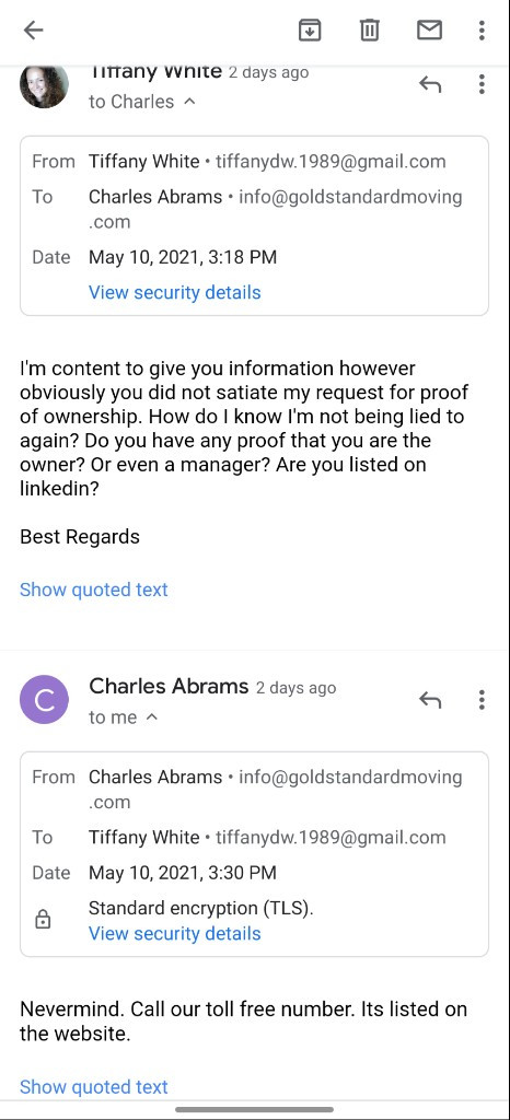 Second photo by Tiffany White of Gold Standard Moving and Storage LLC - Large