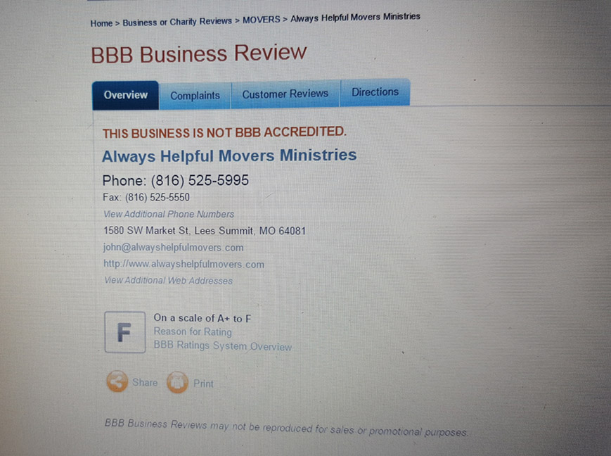 Second photo by R Oliver of Always Helpful Movers - Large